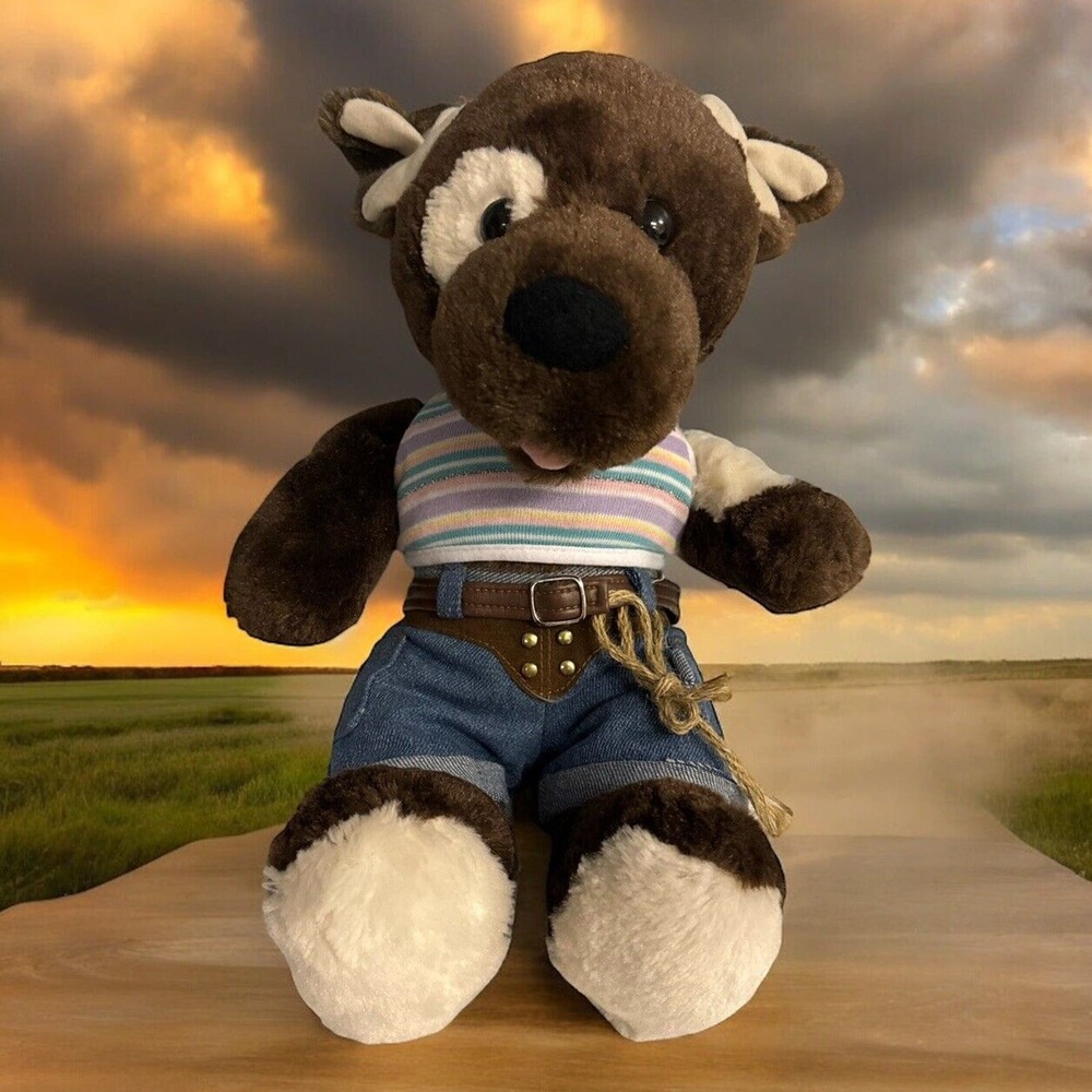 Build A Bear Fudge Brown Teddy Dog Stuffed‎ Animal Plush Cowgirl Western Outfit
